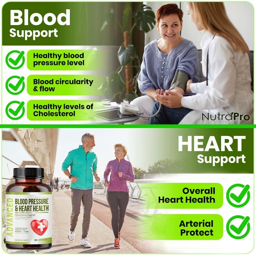 Heart Health Blood Pressure Support - Support Blood Pressure & Sund Cirkularitet Naturligvis med Hawthorn Berry & Hibiscus. Vitaminer piller for sund hypertension (BP) og sundt hjerte.