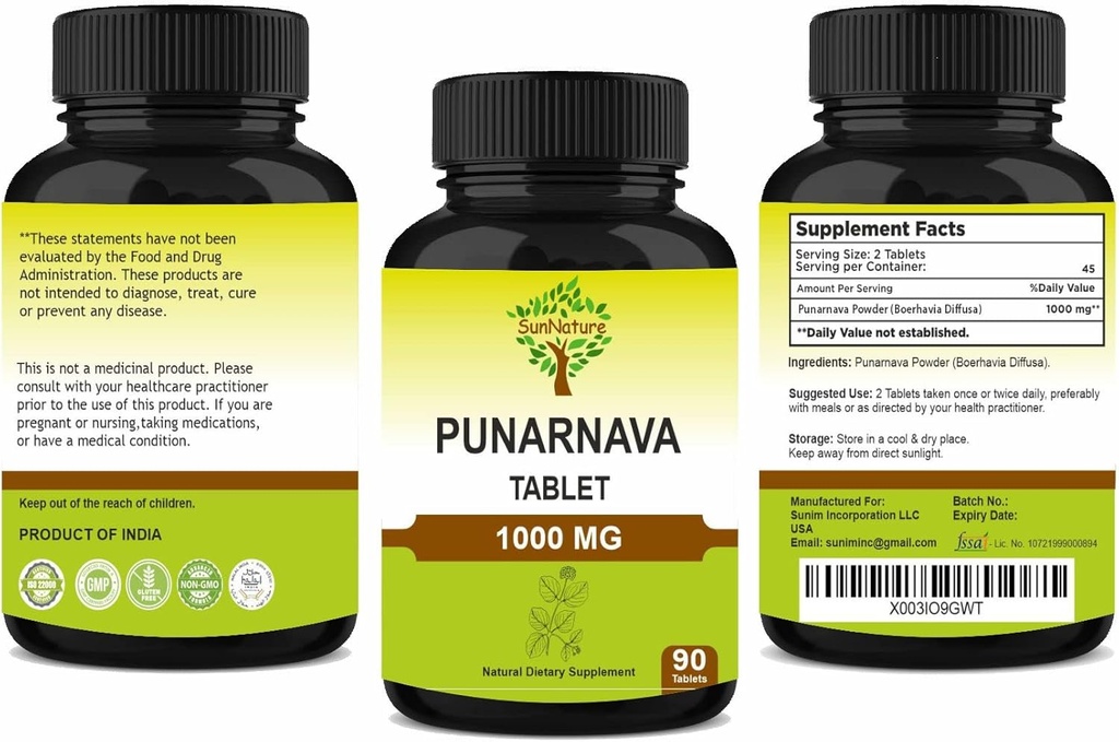 Punarnava Tablets 90 Tablets, 1000 mg