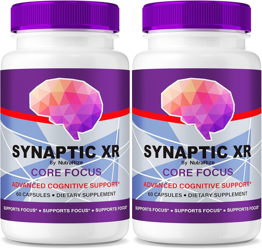 NutraRize (pakke af 2 Synaptic XR - Daily Support Capsules med en balanceret blend for fokus, skarphed, og hverdagspræstation 124; Easy- to- Take Pills for Daily Wellness (120 Kapsler)