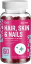 KelZ Biotin Hår, Hud & negle Supplement Gummies, Raspberry Flavor, 60 greve (pakke med 1)