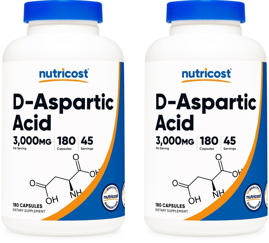 Nutricost D- aspartac kapsler (180 Caps) (2 flasker)