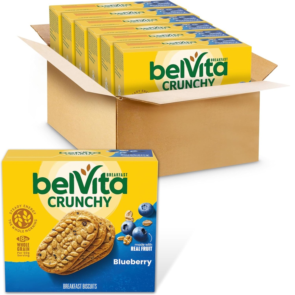 BelVita Breakfast Barer Biscuits, Blåbær, 30 Total Packs, 6 bokse (4 Biscuits Per Pack)