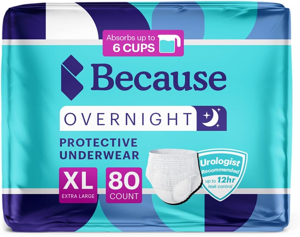 Fordi Overnatning Absorbency Pull Ups - Adult Disponibel Inkontinens Undertøj, Ekstra Absorbent Nattebrokker til mænd og kvinder, Hvid, XLarge, 80 Greve (4 pakker af 20)