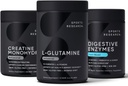 Sportsforskning L- Glutamin (100 Servere), Creatine Monohydrat (60 Servere) og fordøjelsesenzymer med Probiotika & Ginger (90 Servere) - Alle non-GMO verificeret, Vegan & Gluten fri