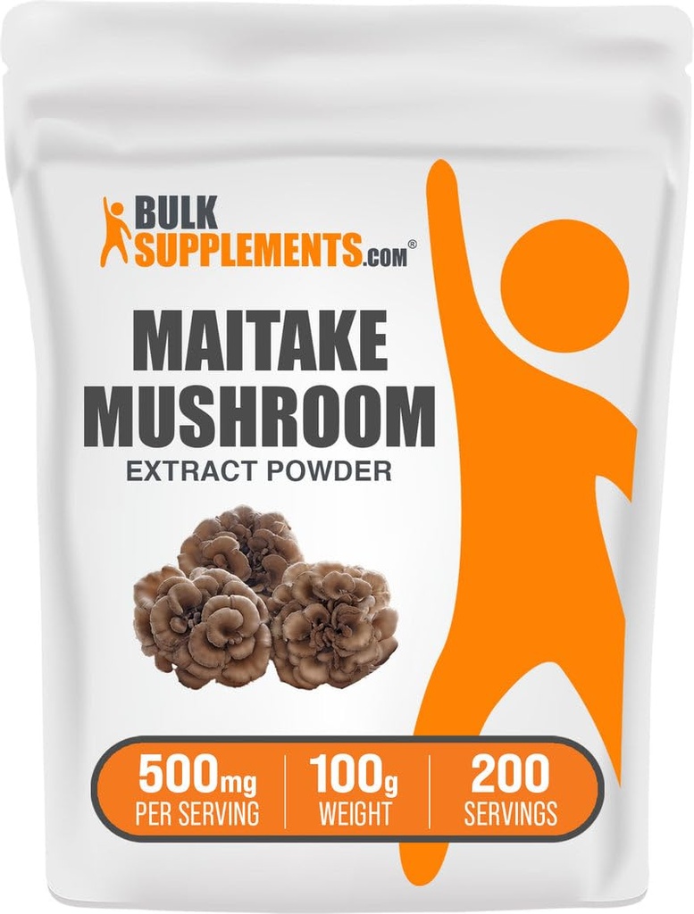 BulkSupplements.com Maitake Mushroom Extract Powder - Maitake Mushroom Supplement Superfood Supplement - Gluten Free, 500mg per Serving, 100g (3.5 oz) (Pack of 1)