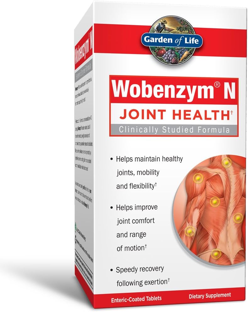Garden of Life Joint Supplement for Men and Women - Wobenzym N Systemic Enzymes, Clinically Studied Formula for Healthy Joints, Mobility, Flexibility, Post-Exercise Recovery, Gluten Free, 800 Tablets