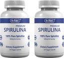 Dr.K & C Organic Spirulina Superfood Supplement - Pure Natural Blue Green Mikroalger 600 mg 240 Veggie Capsules Health Immunsystem Antioxidants Protein Fiber No Filler Non GMO Vegan 2pk