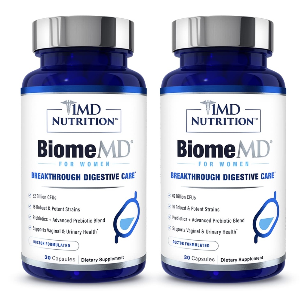 1MD Nutrition BiomeMD Probiotika til kvinder - 62 Millioner CFU 'er, 16 Strops med Prebiotics