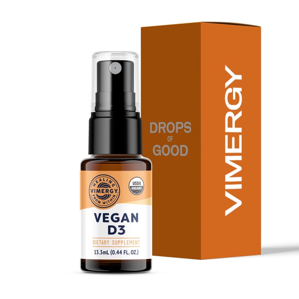 Vimergy Vegan D3 - Fordele immunfunktion * - USDA Certified Organic, Vegan, Gluten- Free - 1000IE / Servering, 96 Servering
