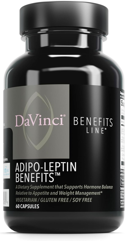 DAVINCI Labs Adipo- Leptin Fordele Kosttilskud - Hormonbalance Support & Metabolisme Support med Green Tea Extract, Green Coffee Bean Extract & Mere * - 60 vegetariske kapsler (30 Servere)