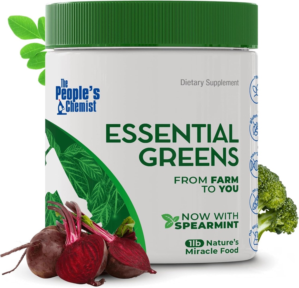 People's Chemist The Essential Greens Powder – Organic Moringa, Spirulina, Beetroot, and Probiotics