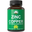 Zink med kobber + hel fødevareblanding af 25 grøntsager og frugter til Max Absorption. Immunsupportkapsler. To essentielle mineraler for Immunitet. Zinkvitaminpiller til mænd og kvinder.