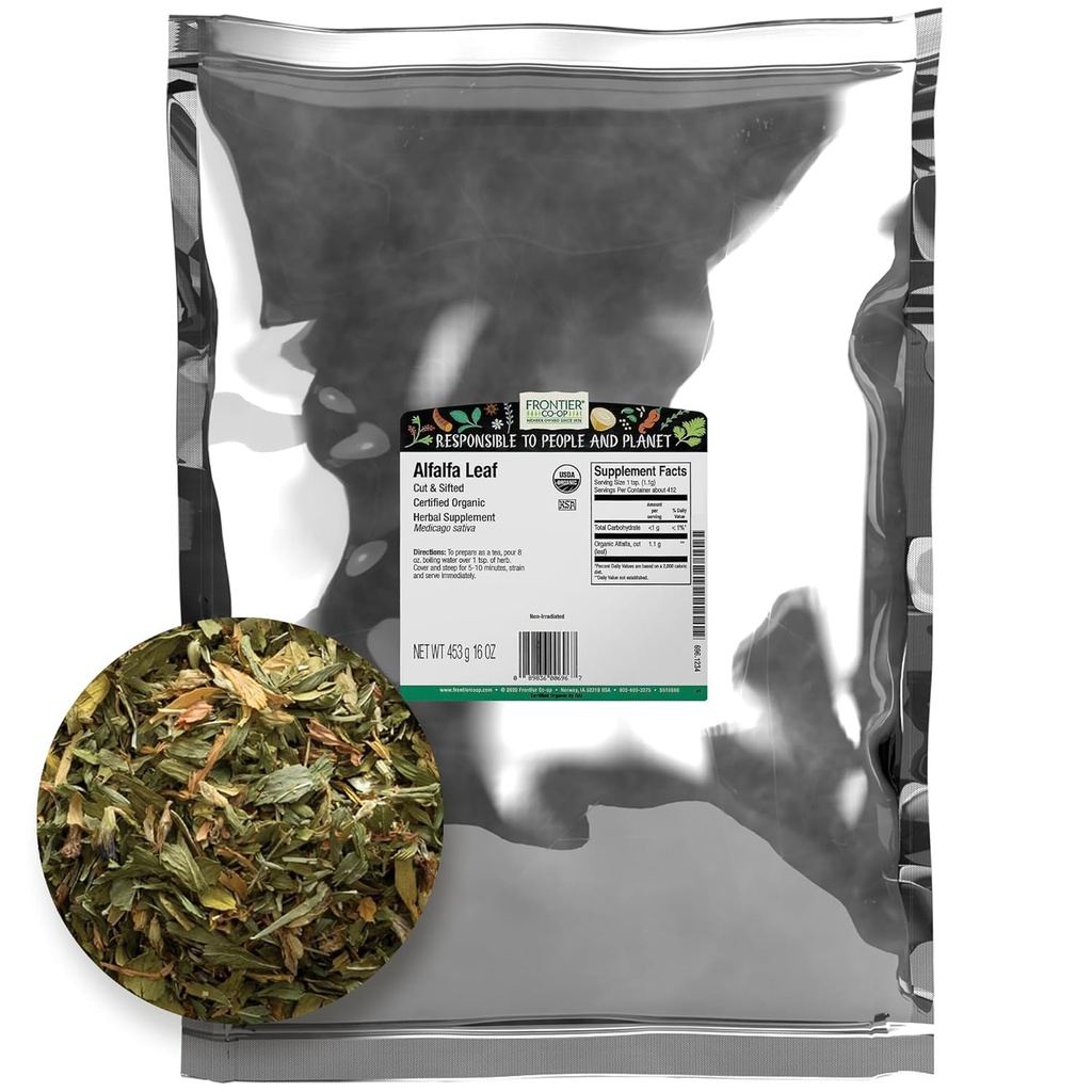 FRONTIER Organic Cut Sifted Alfalfa Leaf, 16 OZ
