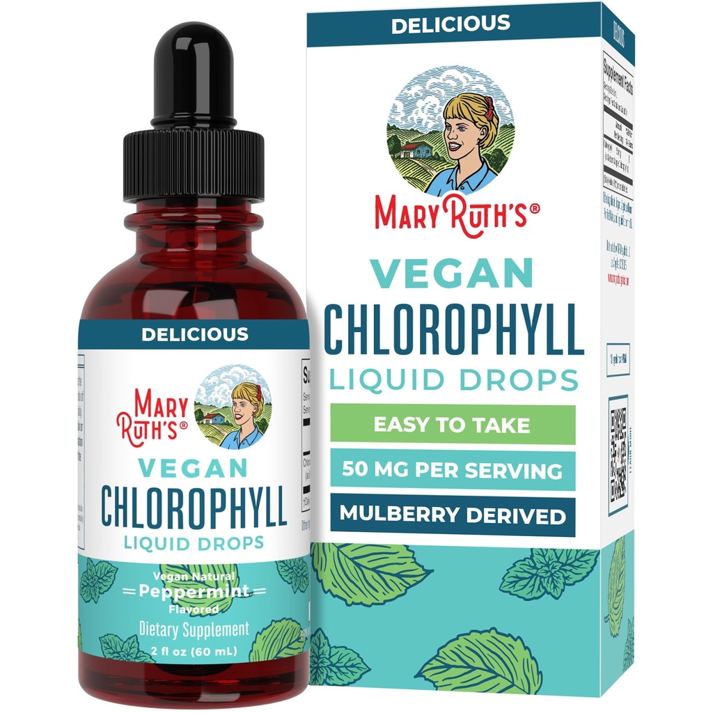MaryRuth Organics Chlorophyll Liquid Drops (124; Clean Label Project Certified ® - 124; Vegan - 124; Non- Diluted Liquid Chlorophyll - 124; Mulberry Derived Supplement for 14 + - 124; Non- GMO - 124; Delicious Minty Flavor - 124; 2 Fl Oz