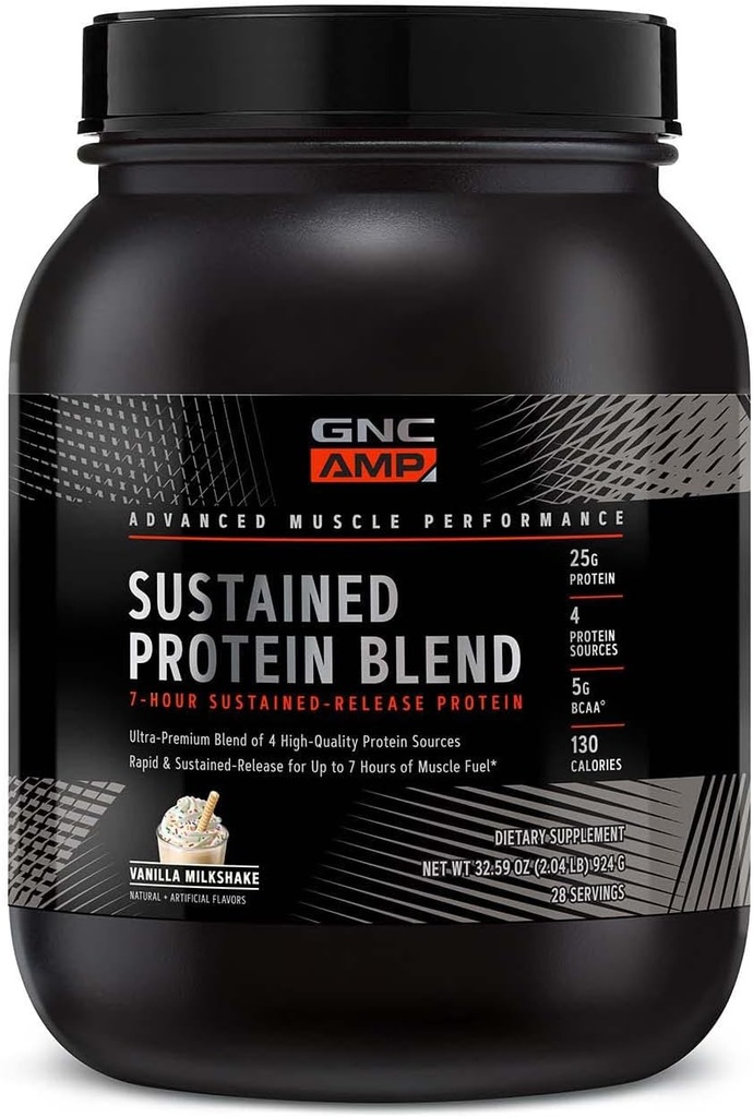 GNC AMP Sustained Protein Blend - Vanilla Milkshake (28 Servere)