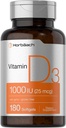 Horbäach Vitamin D3 1000IE (25mcg) Softgels ttesmå 124; 180 Greve 124; High Potency Formel 124; Non- GMO & Gluten Free Supplement