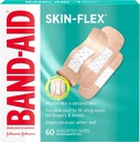 Band- Aid Brand Skin- Flex Adhesive Bandages for Førstehjælp & Sårpleje af Minor Cuts, Scrapes & Burns, Fleksible Steril Bandages Great for Fingers, Hands & Knees, Assorterede størrelser, 60 ct