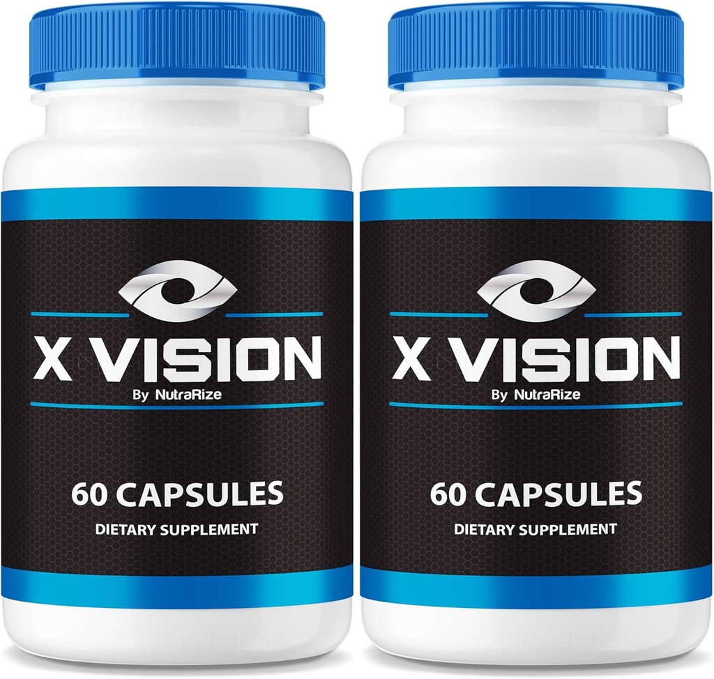NutraRize (2 Pack) X Vision Capsules - Daily Eye Support Formel med naturlige ingredienser til at hjælpe med at vedligeholde Visual Wellness og Eye Comfort 6.1.124; Easy- to- Take Pills (120 Kapsler)