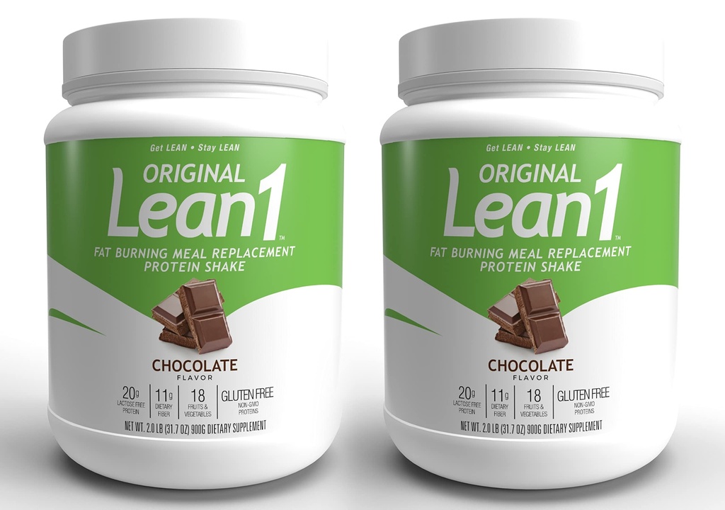 Lean1 Meal Erstatning Protein Shake, Chokolade Flavor, 2- PAKNING af 15 Serveringstuber