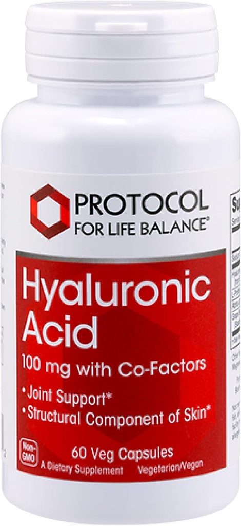 PROTOKOL OM LIV BALANCE Hyaluronsyre - 100 mg Hyaluronsyre - Hud & Fælles Support - Øjenstøtte Supplement - Non-GMO & Kosher - 60 Veg Caps