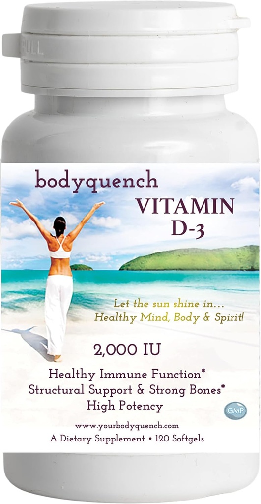 D3- vitamin - høj potens - fremmer sund immunfunktion, strukturel støtte & stærke knogler, 2000 IE per servering - 120 Softgels