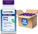 Natrol Mood & Stress DHEA 25mg med Calcium, Kosttilskud til Balance af visse Hormoner Niveau og Mood Support, 180 tabletter, 180 dages forsyning (pakke med 12)