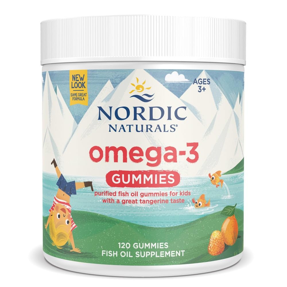 Nordic Naturals Nordic Omega-3 Gummies, Tangerine - 120 Gummies - 82 mg Total Omega- 3s med EPA & DHA - Non- GMO - 60 Servering