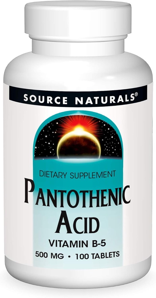 Source Naturals Pantothenic Acid 500 mg Vitamin B-5 Dietary Supplement - 100 Tablets