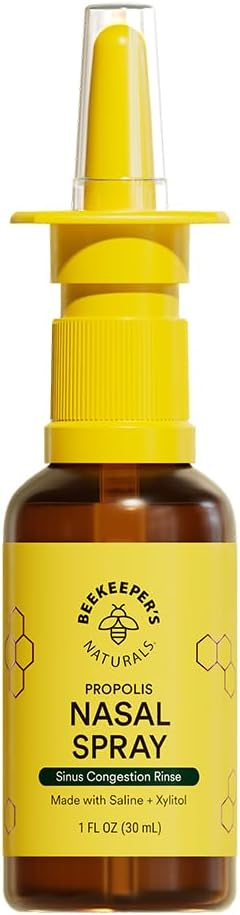 Biavlerens Naturals Nasal Spray for voksne med Propolis, Xylitol & Saline, Clears Nasal Congestion, Fugt Sinus Canal, & Decongest Sinus Cavities, 1 fl oz