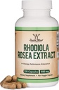 Rhodiola Rosea Supplement 500mg, 120 Vegankapsler (Tredjeparts Test, Gluten Free, 3% Salidrosides, 1% Rosavins Extract) for Performance, Calming, Motivation by Double Wood