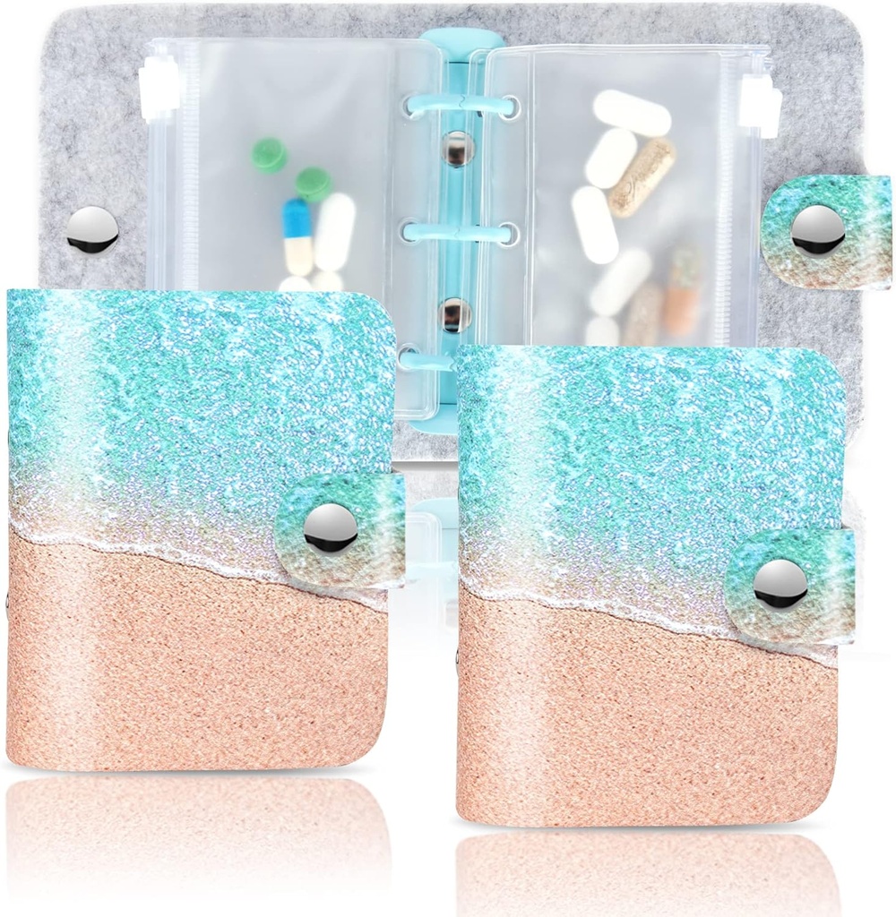 Hennaja Pill Organizer, Pill Pouches Clear Plastic Pill Tasker Self Sealing Travel Medicine Organizer Storage (2-Sandbeach, 2 Pack)