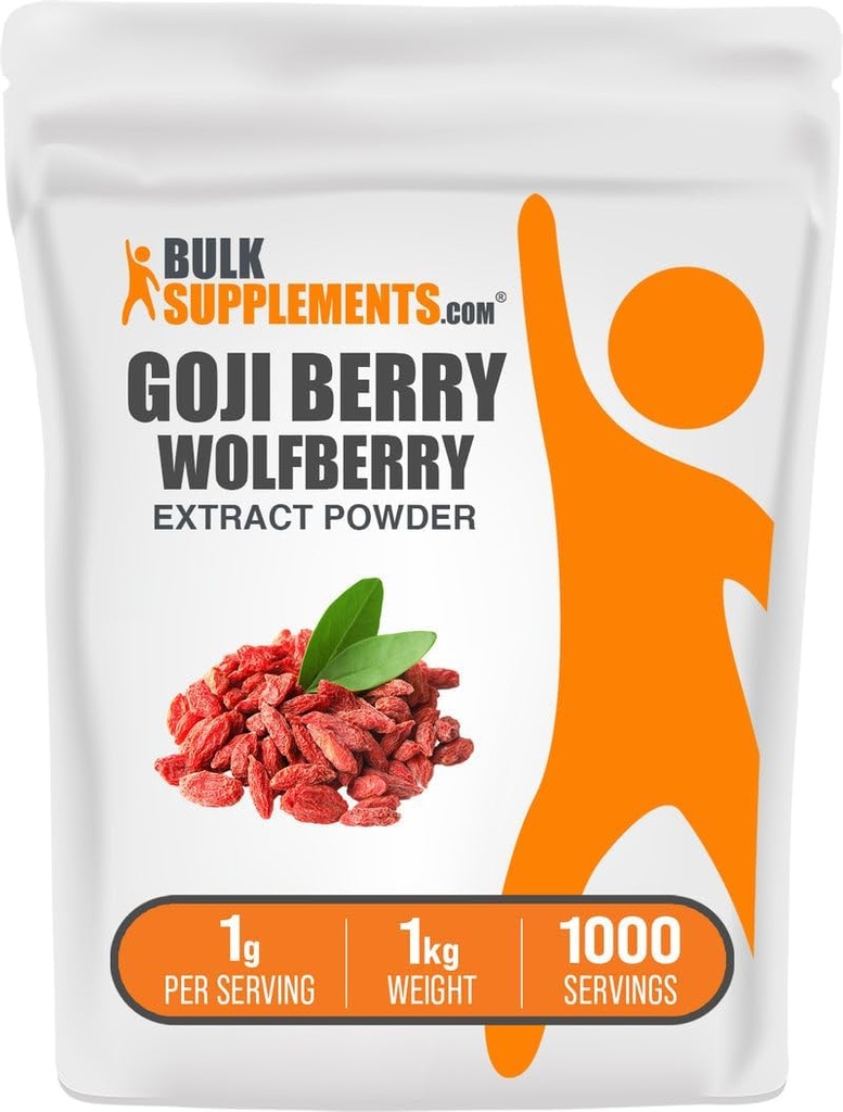 BulkSupplements.com Wolfberry Extract Powder -Goji Berries Supplement, Fruit Powder - Vegan & Gluten Free, 1g per Serving, 1kg (2,2 lbs) (Pack of 1)