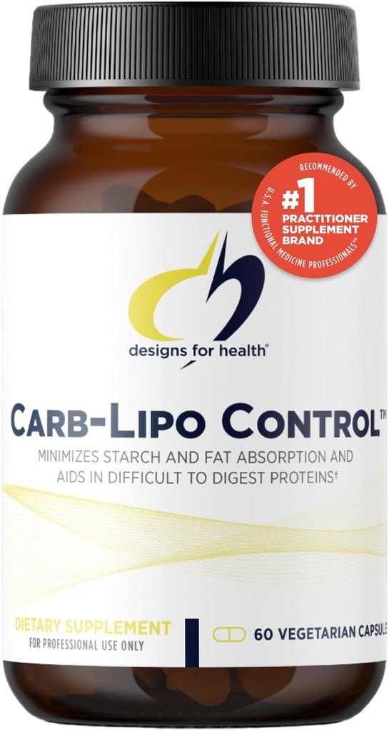 Design til sundhed Carb- Lipo Control (ProtectZyme) - fordøjelsesenzymer til at hjælpe Minimize Fedt + Stivelse Absorption og fordøjelsen af Gluten, Casein - støtter sund kropssammensætning (60 kapsler)