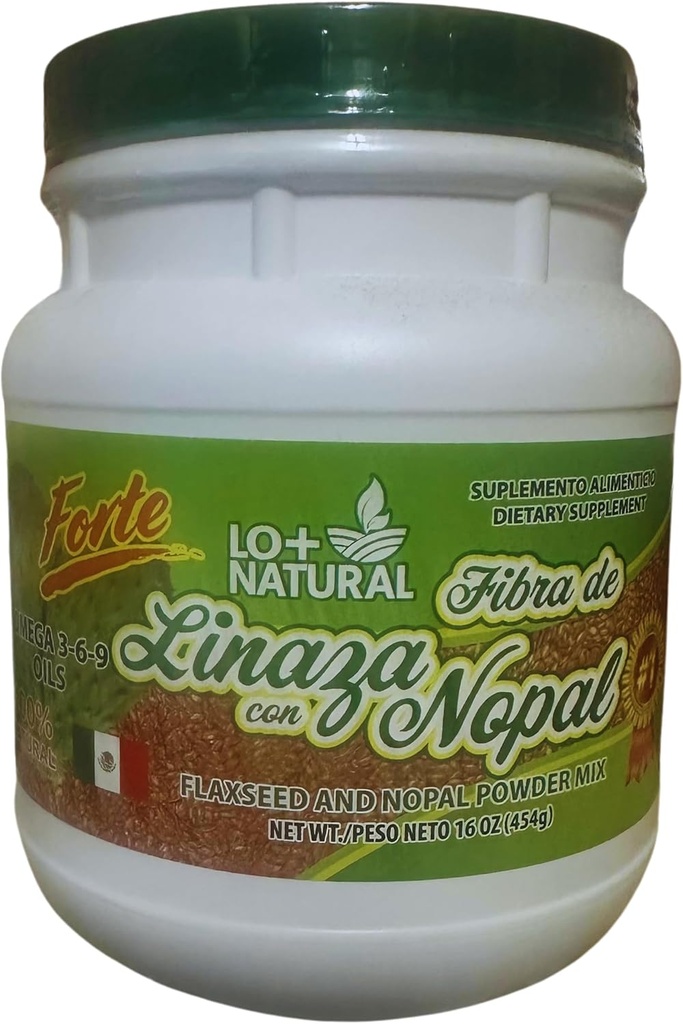 Linaza con Nopal Forte (1LB) 100% Natural Blend of Ground Linaza - Nopal Cactus Powder Mix Extremely Effective Flaxseed & Nopal Powder Mix 16oz Dietary Supplement