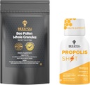 Bee and You Propolis Shot 12 Flasker og Bee Pollen Bundle, Natural Supplement, Bee Propolis, Antioxidanter, Proteiner, Vitamin, Aminosyrer, for voksne, Kvinder,