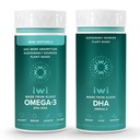 Iwi Omega-3 Minis & DHA Omega-3 Bundle, 30 Serveringer, Vegan Plant- baseret Alger Omega 3, Krill & Fish Oil Alternative, No Fishy Eftersmag