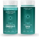 Iwi Omega-3 Minis & DHA Omega-3 Bundle, 30 Serveringer, Vegan Plant- baseret Alger Omega 3, Krill & Fish Oil Alternative, No Fishy Eftersmag
