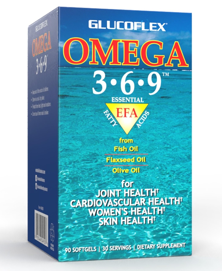 vGlucoflex Omega 3-6-9, Omegas fra EPA / DHA Fish Oil til fælles sundhed, 30 portioner