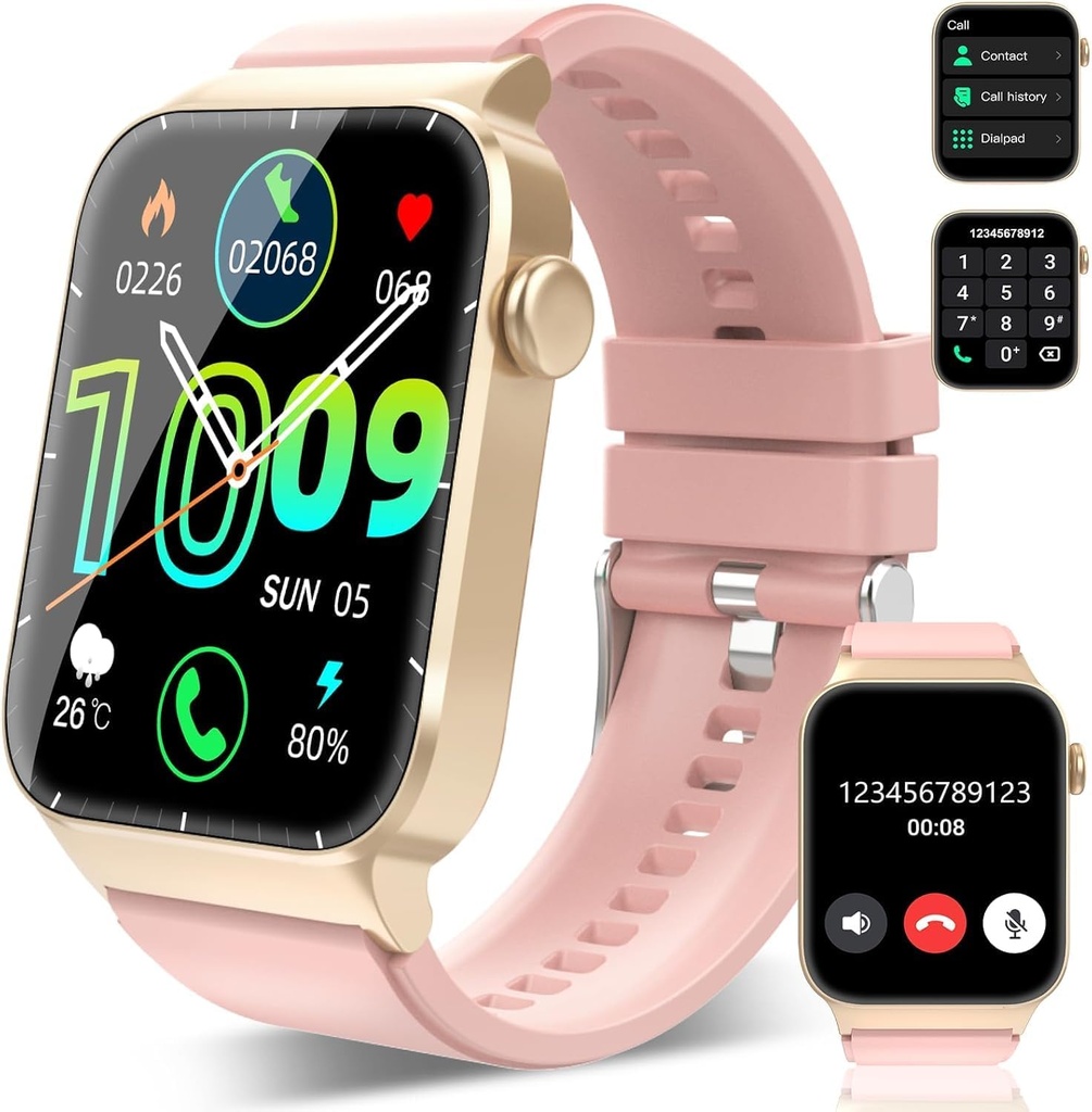 Smart ur til mænd kvinder (svar / gør opkald), 1.85 "HD Smartwatch, Fitness ur med 112 sportsmodes, Heart Rate Sleep Monitor / Step Counter, IP68 vandtæt Fitness Tracker til Android, Deep Pink