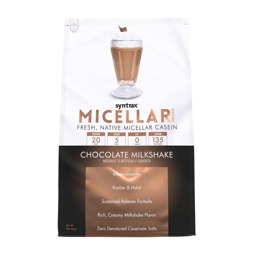 Syntrax Nutrition Micellar Creme, Frisk, Indfødt Micellar Casein, Chokolade Milkshake, 2 LB