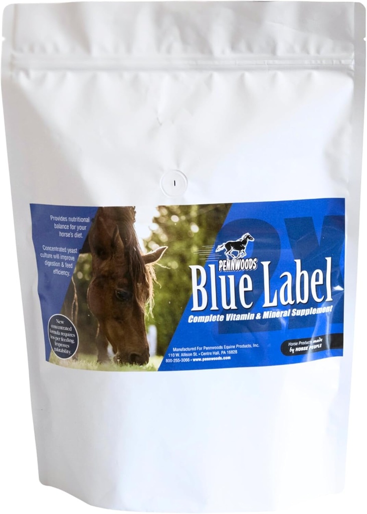 Pennwoods Equine Products Blue Label 2x - 4 LBS Beeg 124; Horse Vitamin Beeg 124; Styrke Beeg 124; Horse Supplement Beeg 124; Forbedre fordøjelsesevne Beeg 124; Feed Effektivitet Beeg 124; Vægt Gain Beeg 124; Kropskonditionering Beeg 124; Horse Nutrition Beeg 124; Udholdenhedsperiode Beeg 124; Ho