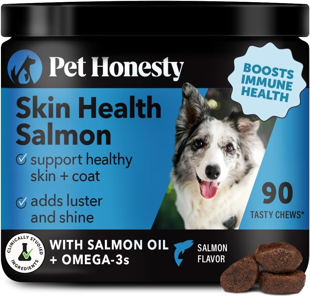 Pet Honess Skin Health Salmon Chews - Itch Relief for Hunde, Omega 3 Fish Oil for Hunde, Natural Salmon Oil for Hund Chews for Sund Hud & Coat, Kan reducere Shedding, Hund Fish Oil Kosttilskud - 90 Ct