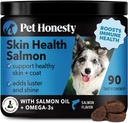 Pet Honess Skin Health Salmon Chews - Itch Relief for Hunde, Omega 3 Fish Oil for Hunde, Natural Salmon Oil for Hund Chews for Sund Hud & Coat, Kan reducere Shedding, Hund Fish Oil Kosttilskud - 90 Ct