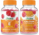 Lifeable Vitamin E + Calcium med D-vitamin, Gummies Bundle - Great Tasting, Vitamin Supplement, Gluten Free, GMO Free, Chewable Gummy