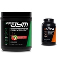 JYM Supplement Science PRE JYM 30 Servering - Jordbær Kiwi & tamin & Mineral Support, vitamin A, C, B6, B12, E, K, Bor, Biotin, Kalium 60 tabletter