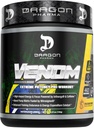 DRAGON PHARMA Venom Extreme Potency Pre- Workout, Laser Sharp Focus + Energy, Intense Performance, Proven Ingredienser til forbedret vasodilation & Endurance (40 Servere, Passionsfrugt)
