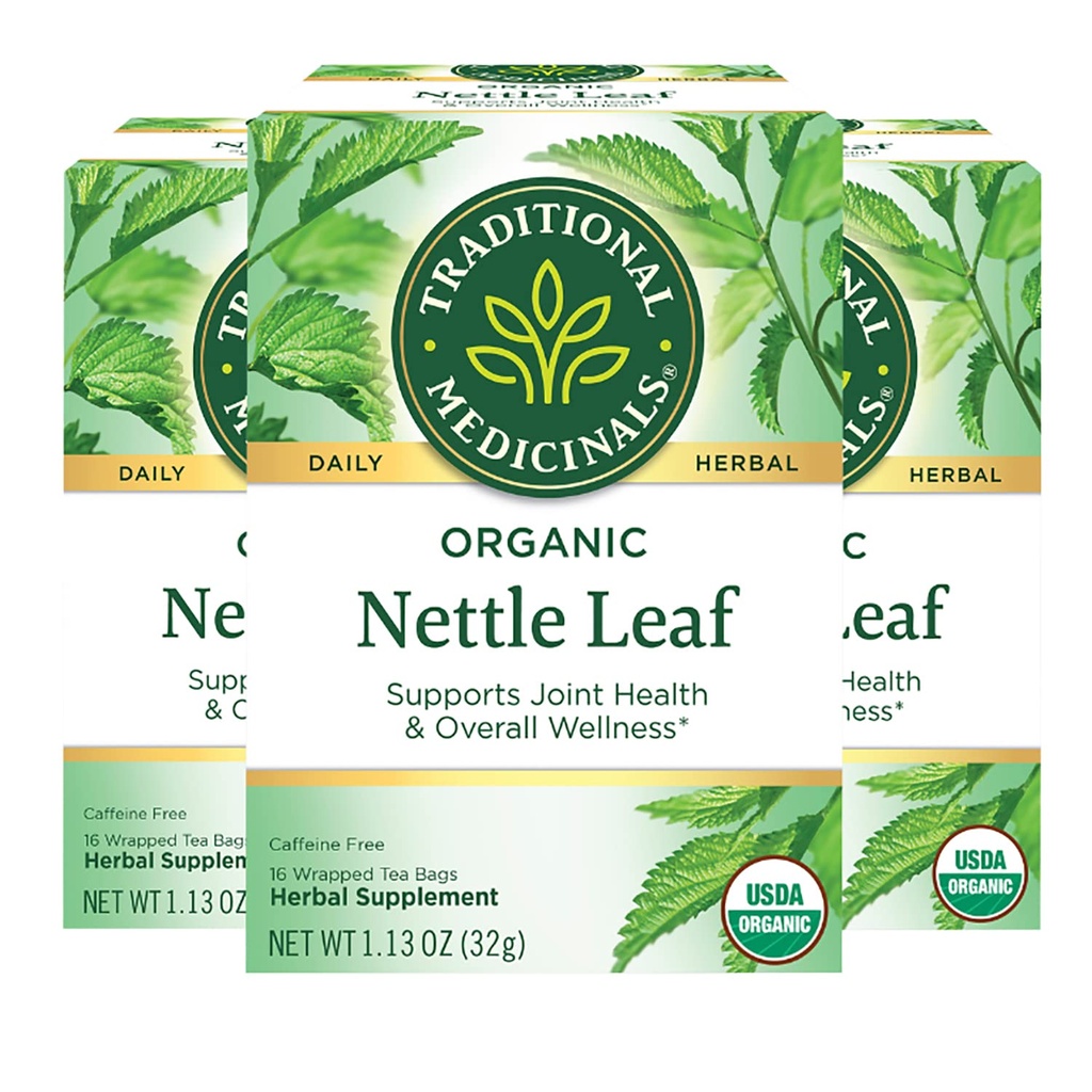 Traditionelle Medicinals Organic Nettle Leaf Urtete, Understøtter fælles sundhed & Samlet Wellness, (pakke af 3) - 48 Tea Tasker i alt
