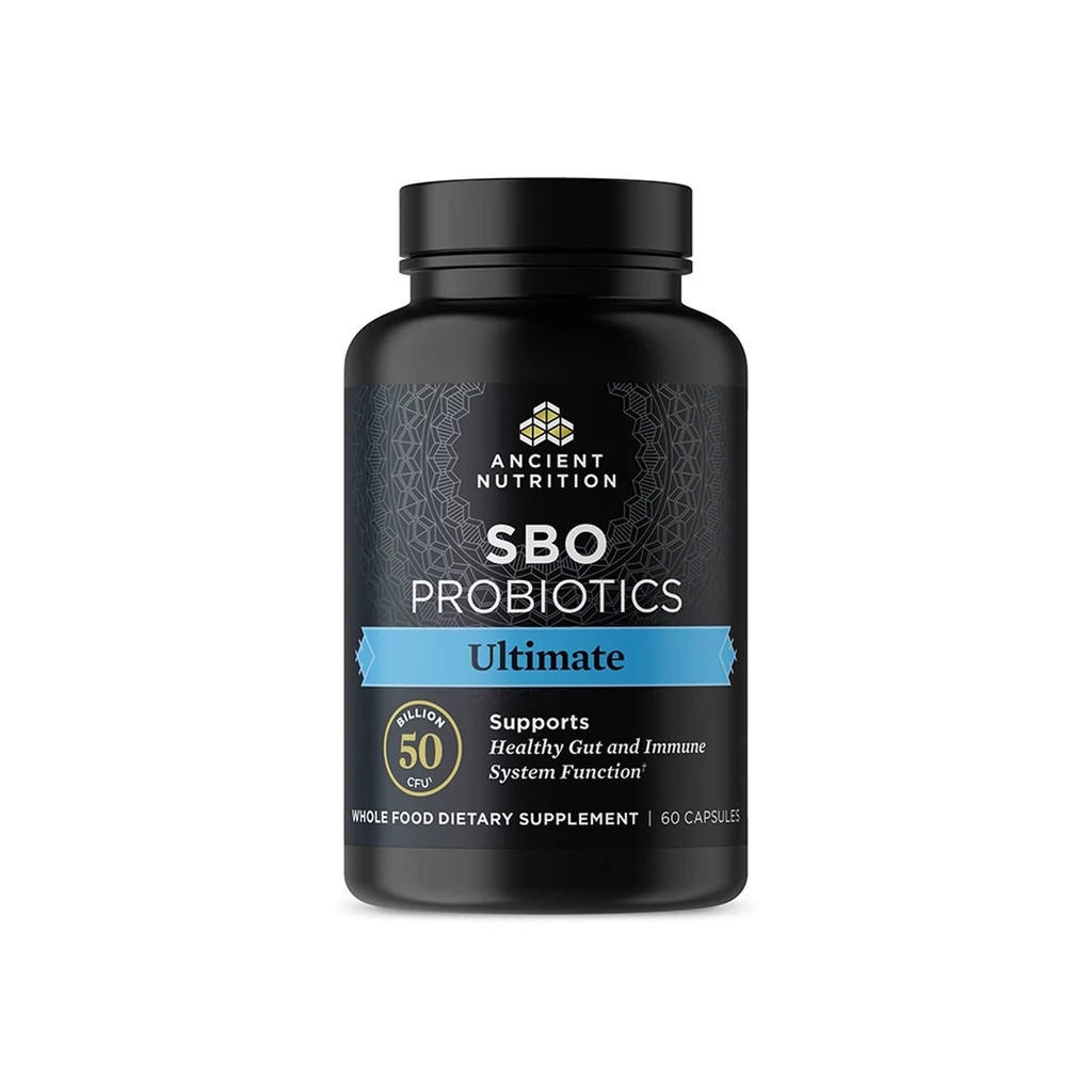 Ancient Nutrition Probiotika, SBO Probiotika Ultimate 50 Millioner CFU * / Servering, fordøjelses- og immunstøtte, Gluten Free, Ancient Superfoods Blend, 60 Kapsler