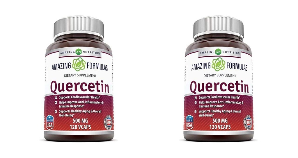 Amazing Formulas Quercetin 500 Mg, 120 VCs - Kosttilskud, Veganske kapsler, Non- GMO, Gluten Free - Optimal med en afbalanceret kost og regelmæssig øvelse