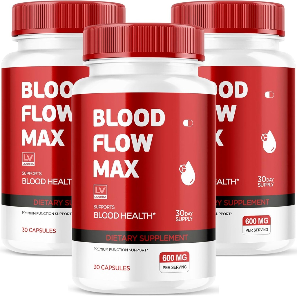 LIVORKA (3 Pack Blood Flow Max, Blood Flow Max Kapsler, Blood Flow Max Blood Support, Blood Flow Max, Blood Flow Kapsler for Generall Wellness, Blood Flow Max Pills, 90 Kapsler til 3 Måneder